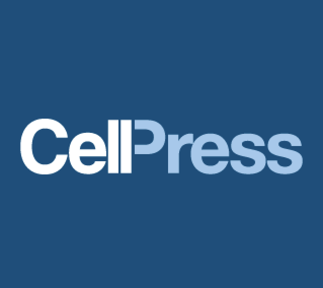 Cell Press wordmark on blue background